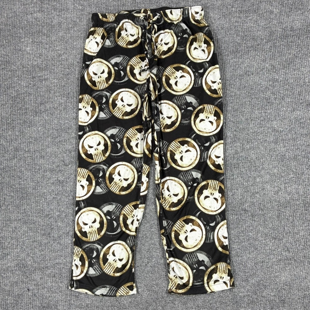 Marvel The Punisher Skull Lounge Pajama Pants Mens Size XL Black Pull On